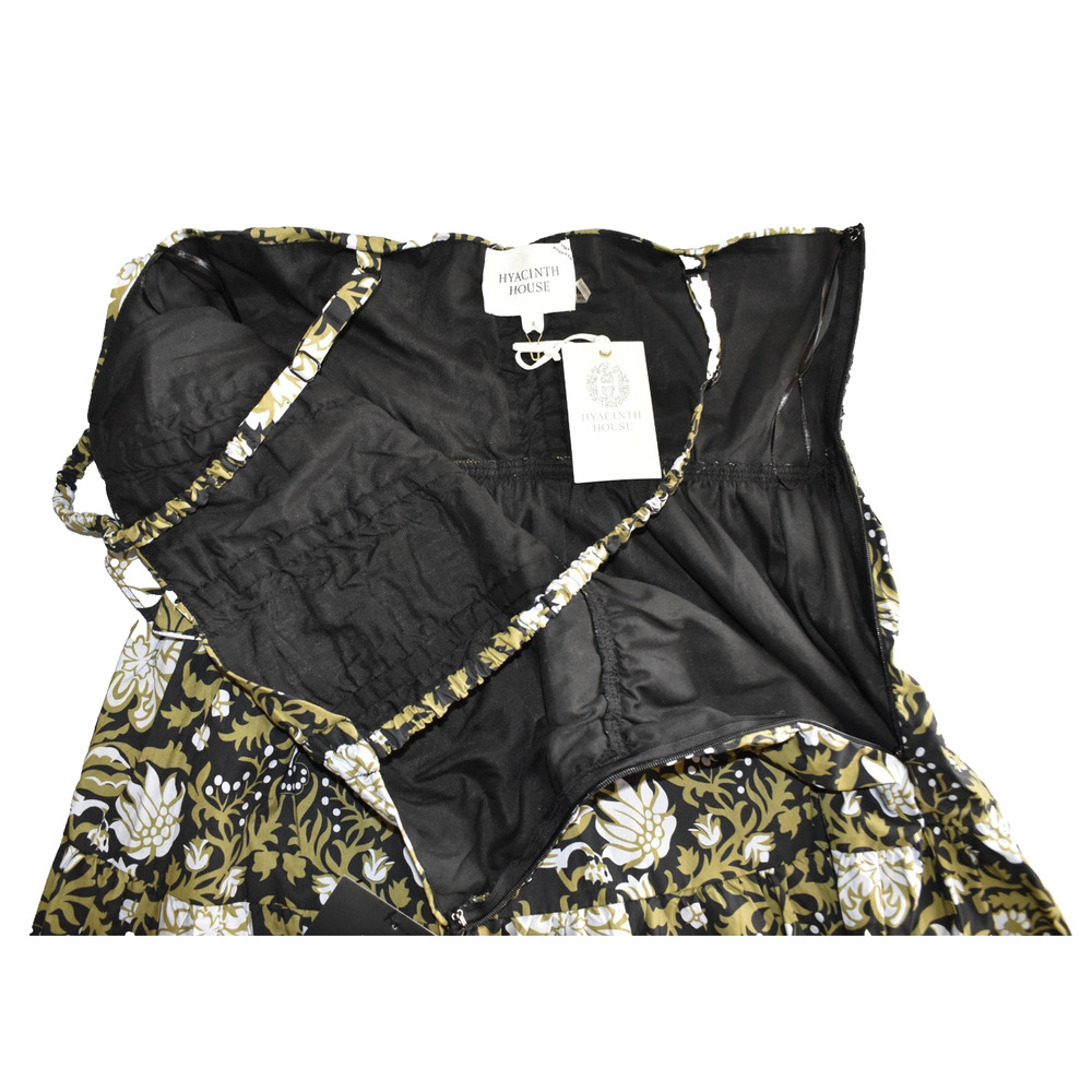 B6 NWT HYACINTH HOUSE Black/Olive Green Floral Peplum Midi Dress Size S - Picture 5 of 8